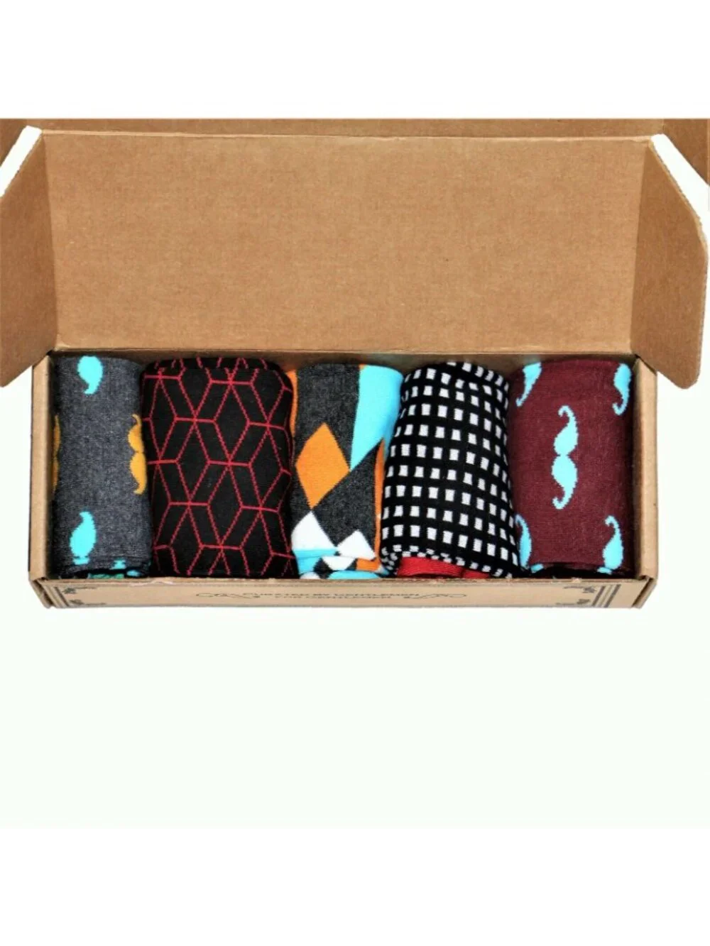 Men's Haberdashery Dress Socks Set of 5 Mustache Dress Socks Fun Size 8-12